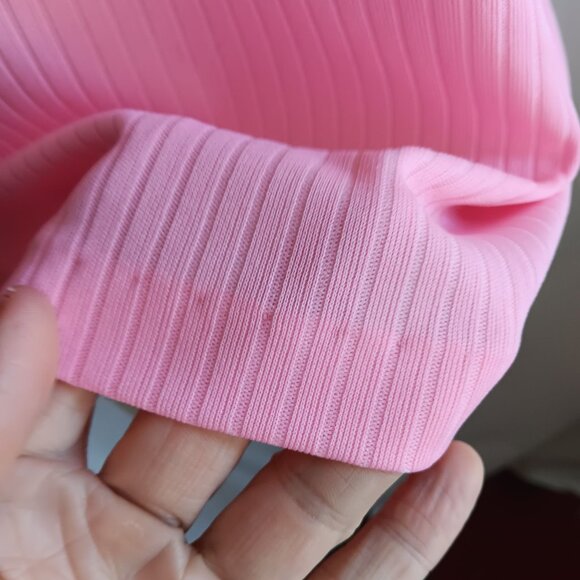1OF1 Women's Large Vintage T-shirt Pink Ribbed Mock Neck Zip Closure 1970's - Picture 4 of 6